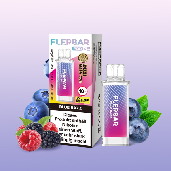 Flerbar POD (2stk) - Blue Razz Flerbar POD (2stk) - Blue Razz
