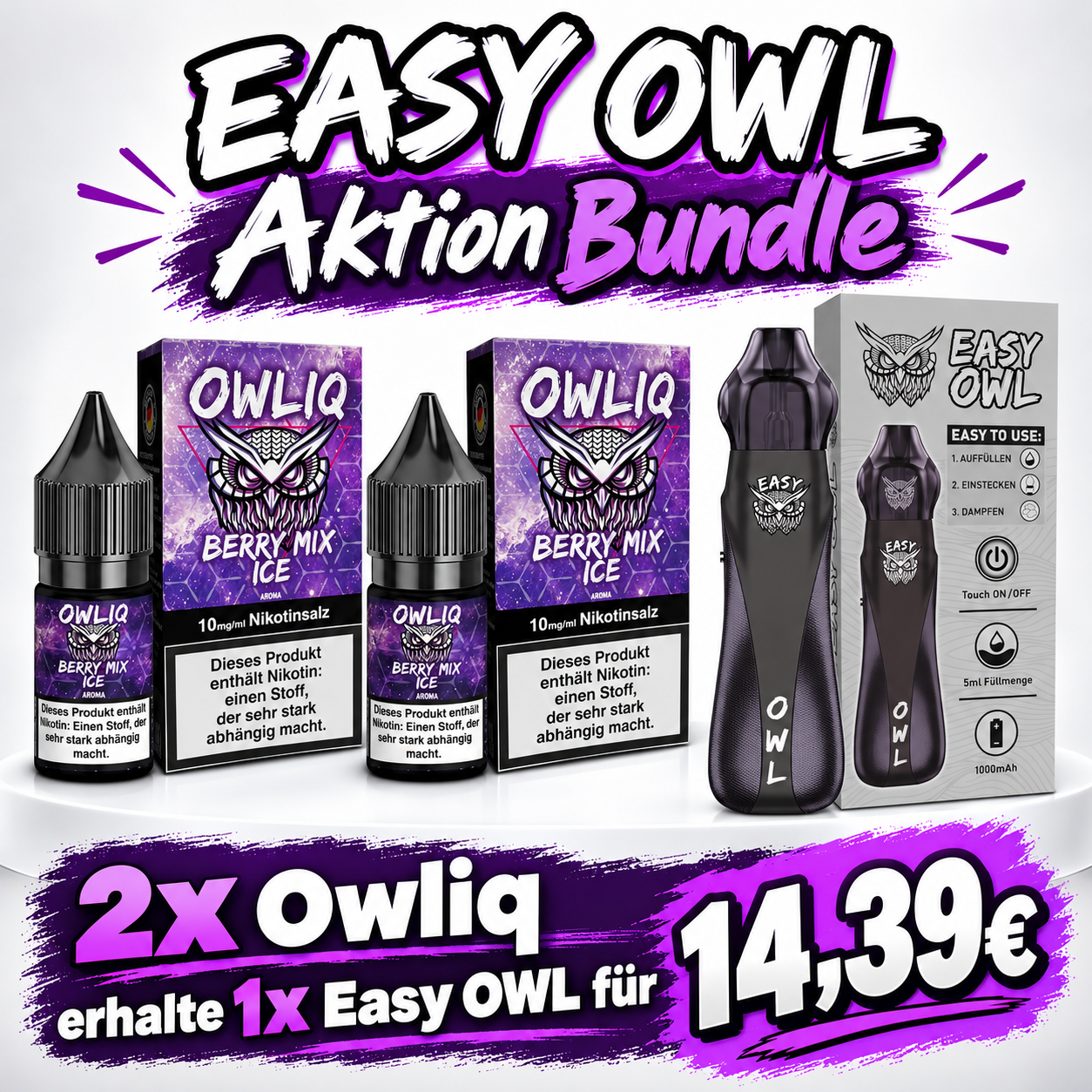 OWL Aktion: 2x OWLIQ + 1x Easy OWL Pod Kit
