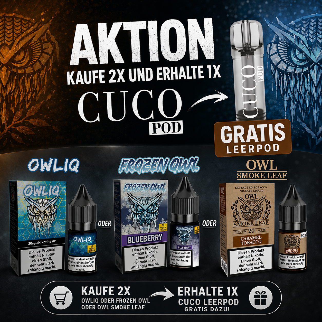 2x OWL LIQUID + 1x GRATIS CUCO LEERPOD