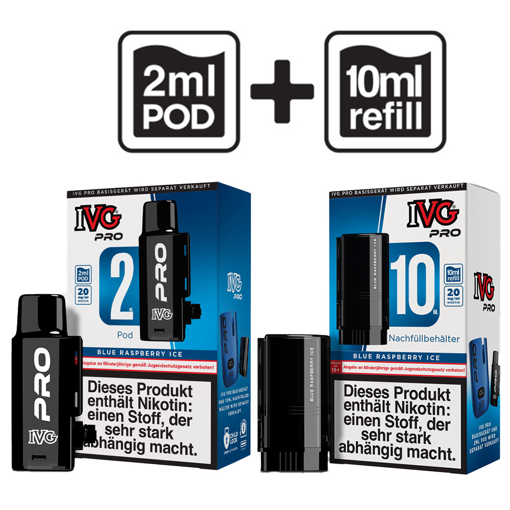 IVG Pro 12000 Pod 2ml + 10ml - Blue Raspberry Ice IVG Pro 12000 Pod 2ml + 10ml - Blue Raspberry Ice