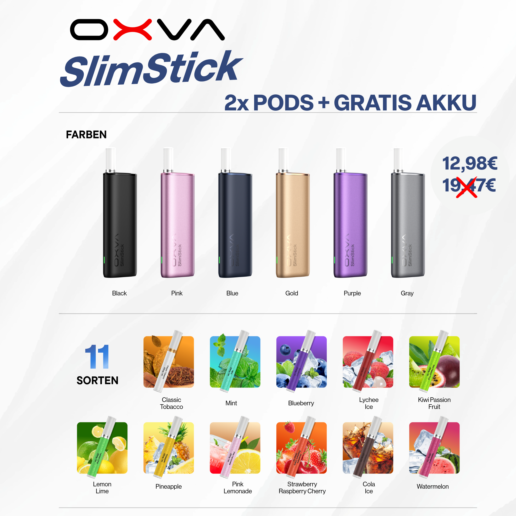 OXVA SlimStick BUNDLE - 2X PODS + GRATIS AKKU